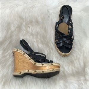 Michael Kors Black Strappy Platform Sandals‎ Sz 5